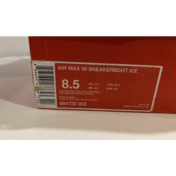 Size 8.5-Nike Air Max 90 Sneakerboot Hyper punch Color Brand NEW W OG BOX main image 8